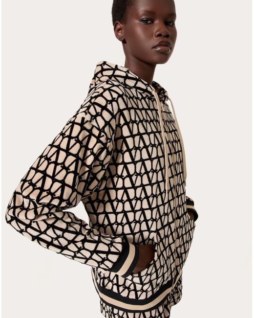 Valentino Black Logo Monogrammed Zipped Hoodie