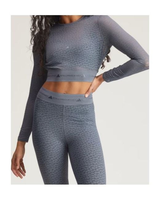 Adidas By Stella McCartney Gray Cropped Mesh Performance Top