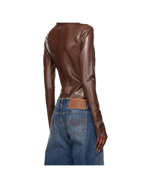 Mugler Blue Draped Long-Sleeved Top