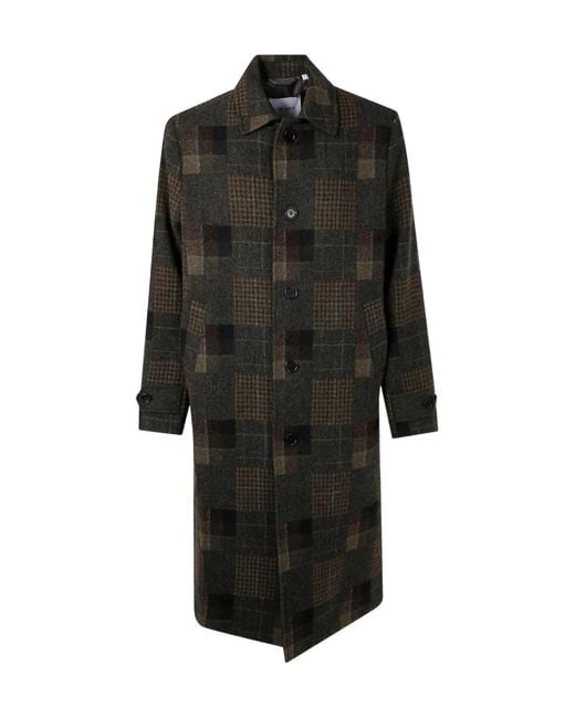 Les Deux Black Checked Wool Coat for men