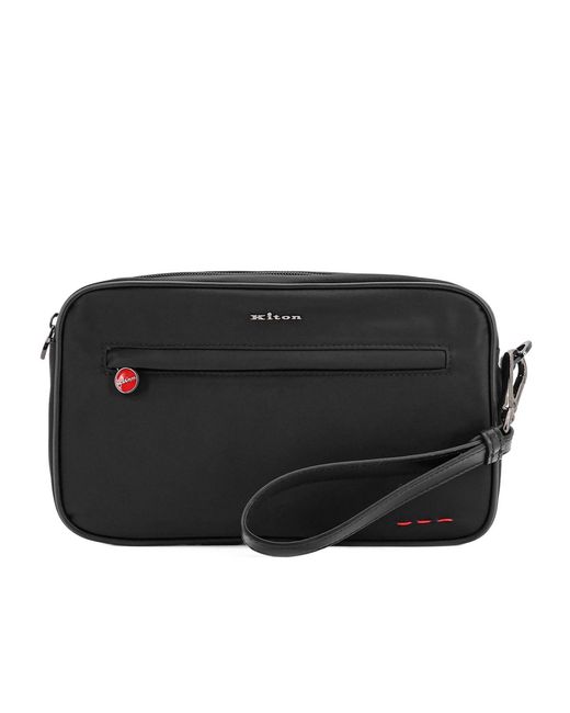 Kiton Black Ciro Logo Plaque Clutch Bag for men