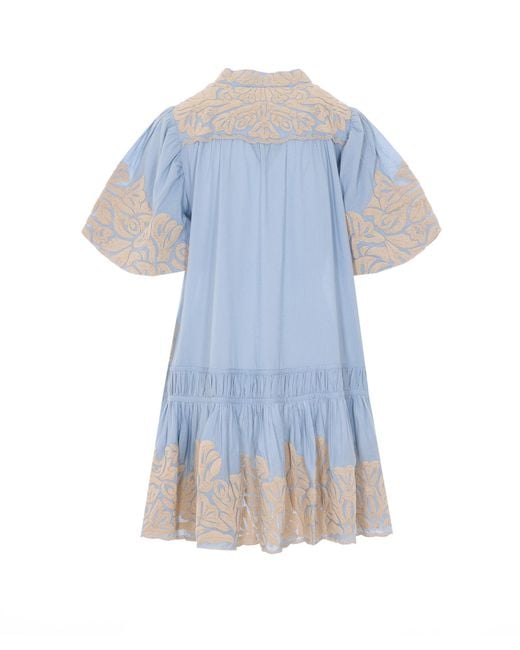 Sea Blue Alexandra Embroidered Mini Dress