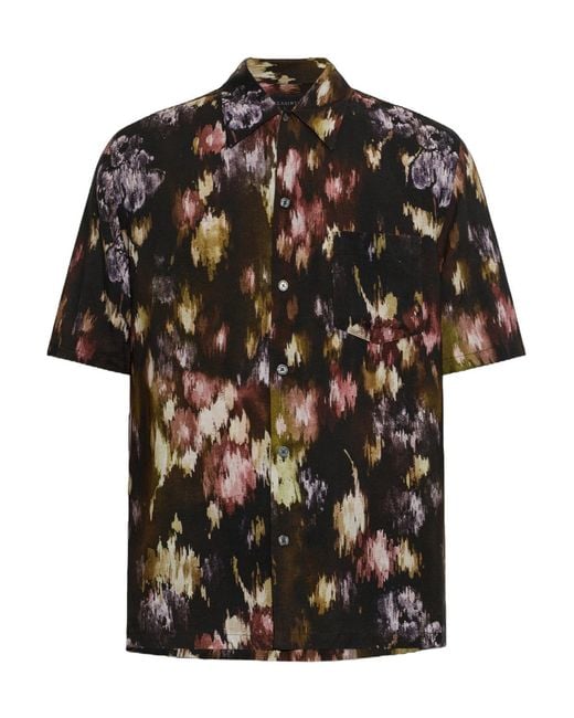 AllSaints Black Wildflower Abstract Print Shirt for men