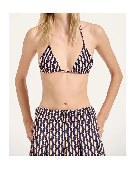 LaDoubleJ White Fish-Print Triangle Bikini Top