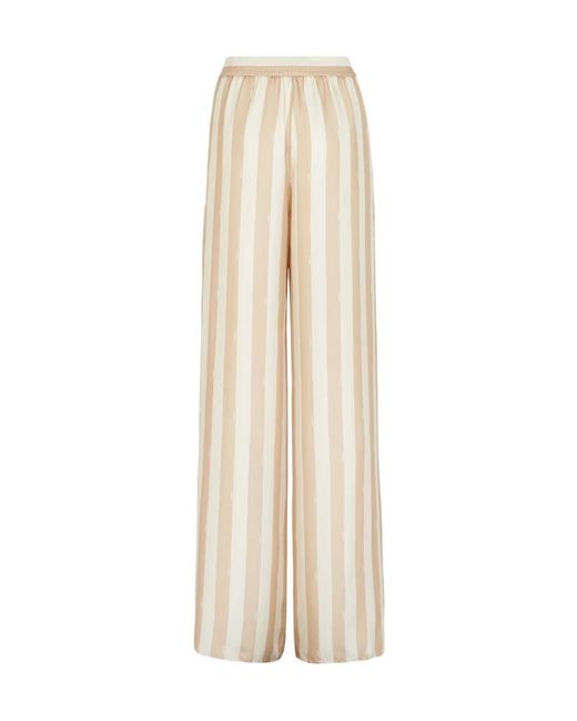 Fendi Natural Striped Wide-Leg Pants