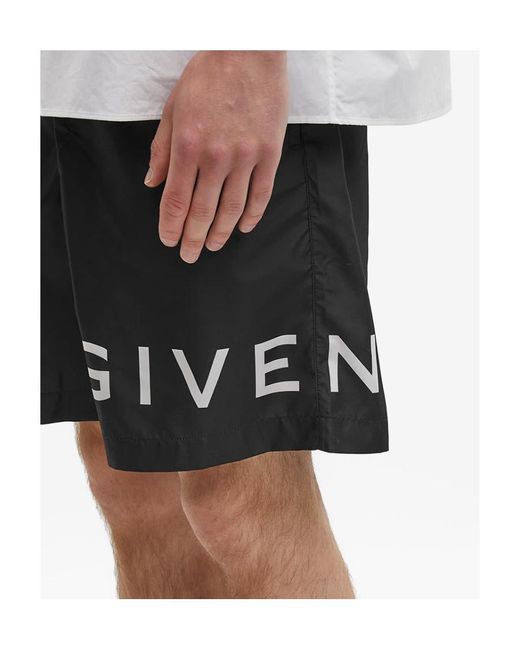 Givenchy Black Logo Printed Swim Shorts for men