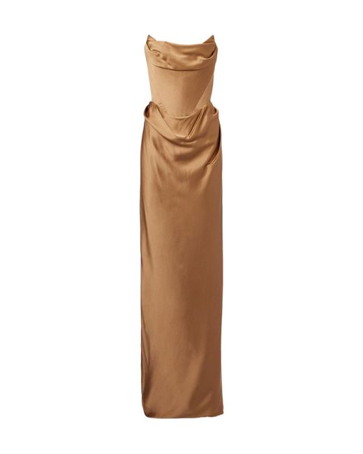 Vivienne Westwood Brown Galaxyno Strapless Satin Corset Gown