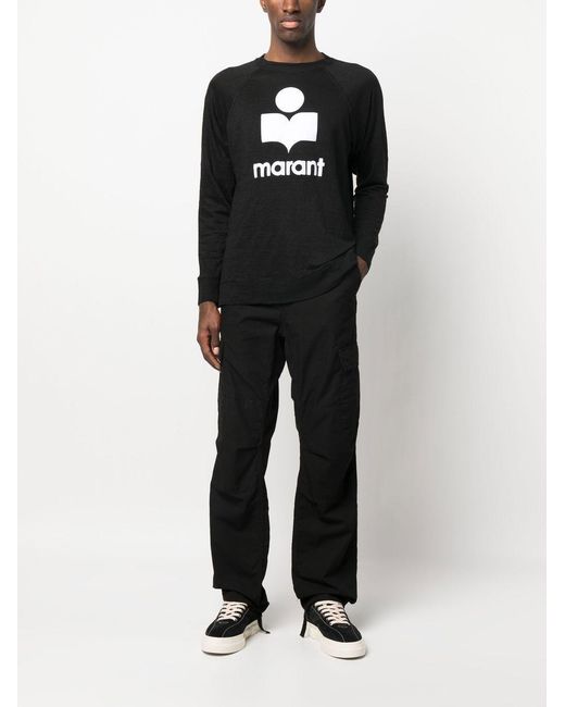 Isabel Marant Black Logo Printed Long-Sleeved Sweatshirt for men