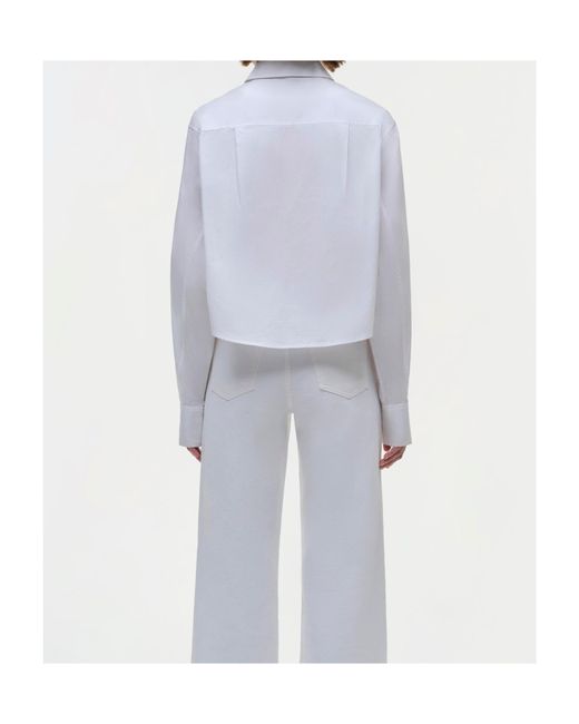 Jonathan Simkhai White Renata Cropped Shirt