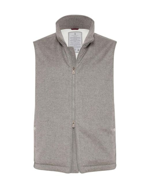 Brunello Cucinelli Gray Padded Cashmere Gilet for men