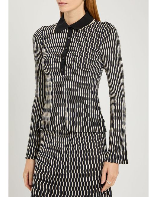 Jonathan Simkhai Black Collen Textured Knit Polo Top