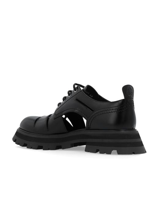 McQueen Black Lace-Up Derby Shoes