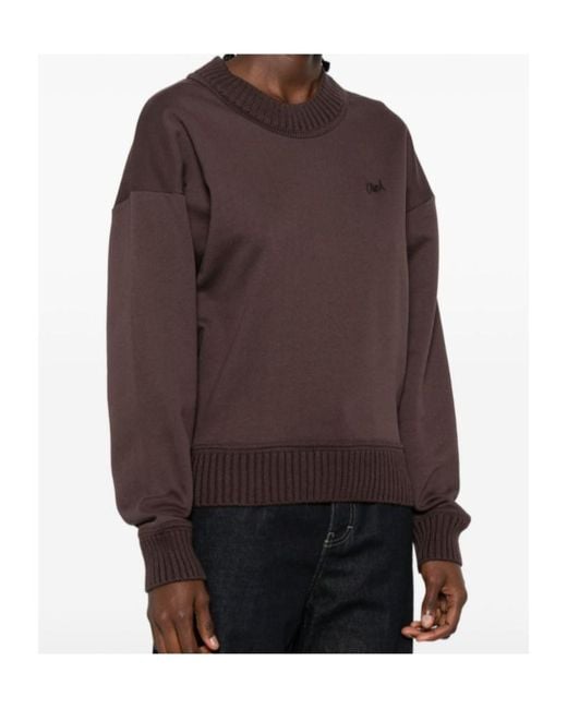 Closed Brown Ribbed-Trim Logo-Embroidered Sweatshirt