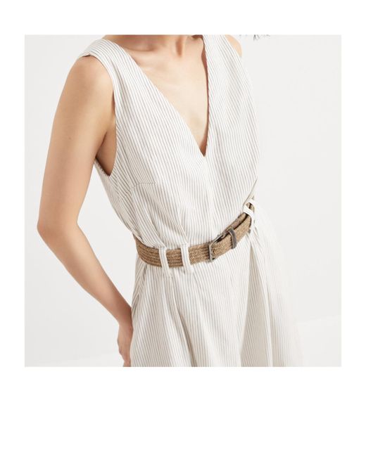 Brunello Cucinelli White Belted Maxi Dress