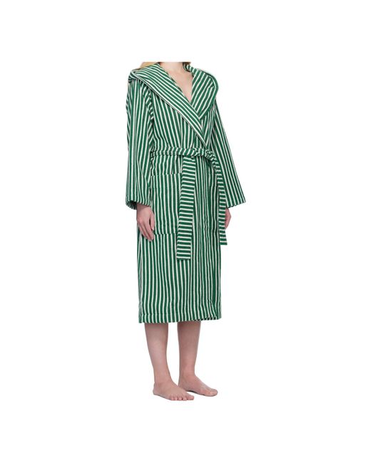 Tekla Green Striped Robe for men
