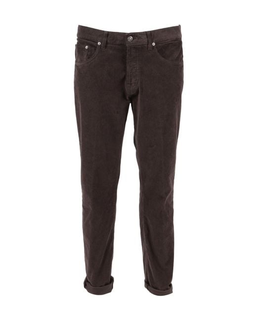 Dondup Gray Corduroy Trousers for men