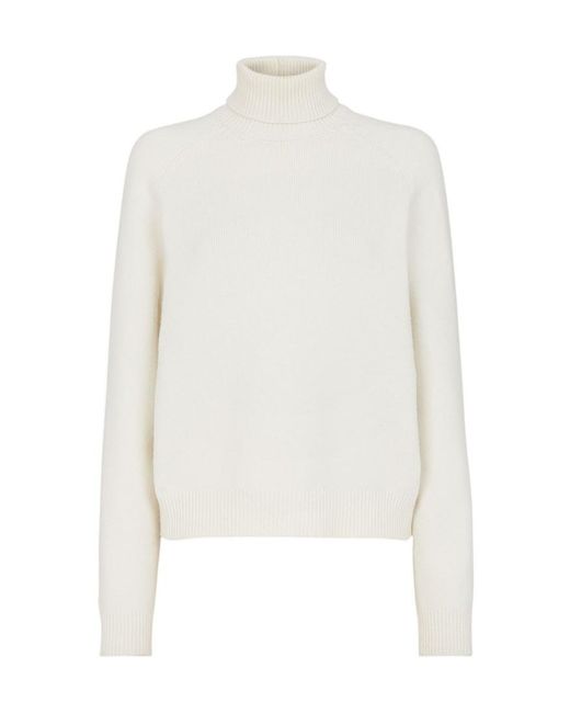 Fendi White Turtleneck Long Sleeved Knitted Jumper
