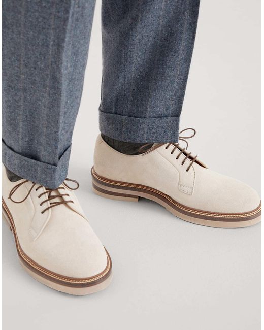 Brunello Cucinelli White Suede Derby for men