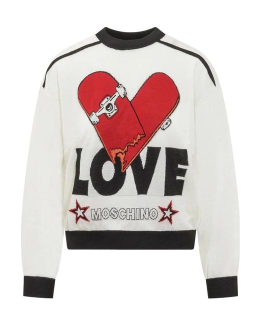 Moschino Red Round Collar Logo Sweater