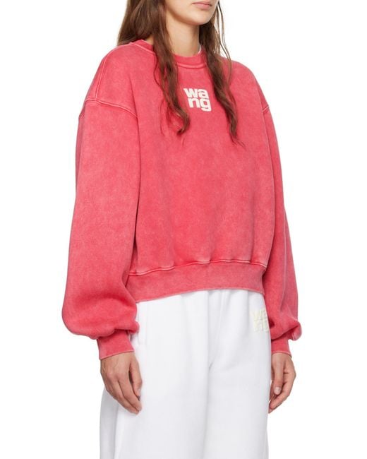 Alexander Wang Red Logo Flocked Faded Sweatshirt