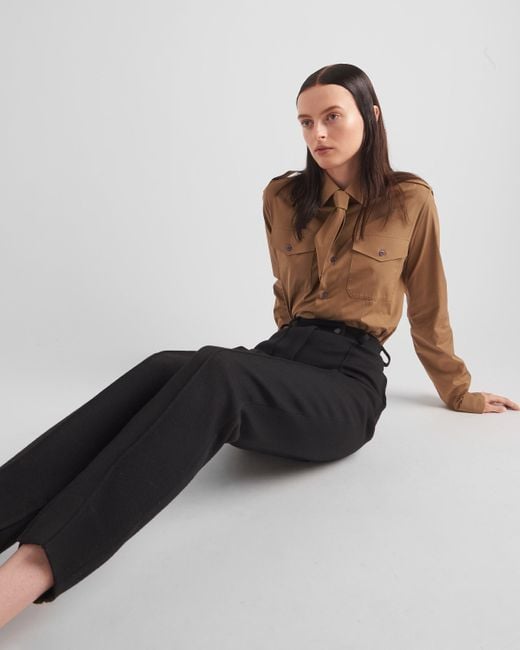 Prada Black High-Waist Tapered-Leg Trousers