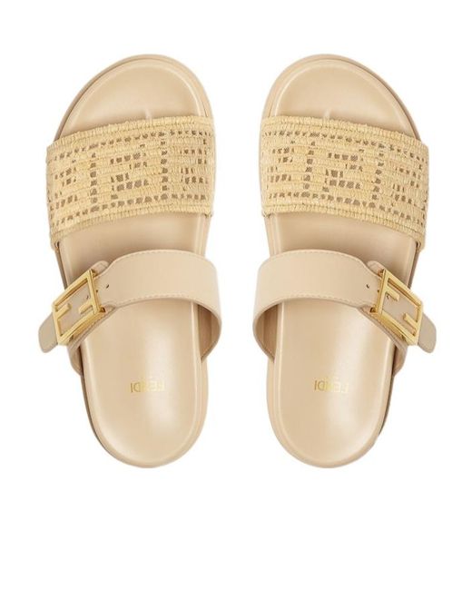 Fendi Metallic Feel Ff Braided Double-Band Slides
