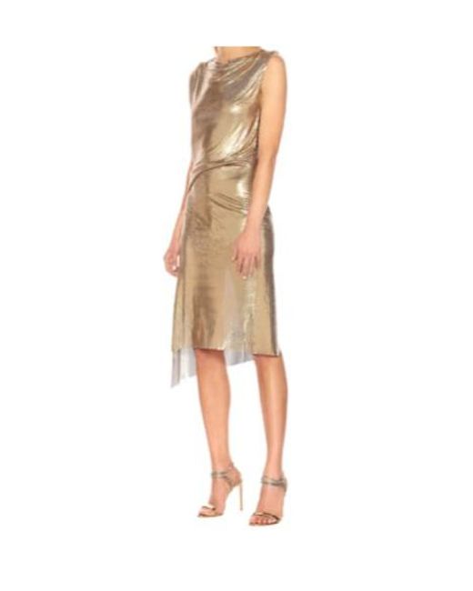 Rabanne Natural Draped Mesh Dress