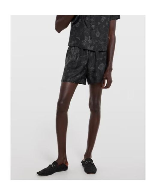 Gucci Black Printed Silk Twill Shorts for men