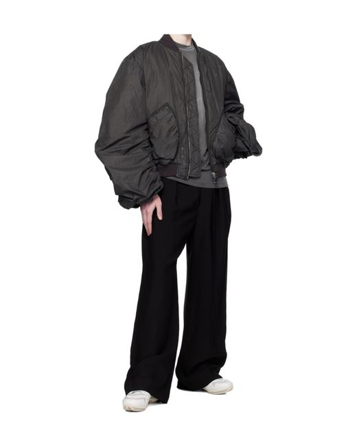 we11done Gray Gathered-Effect Bomber Jacket for men