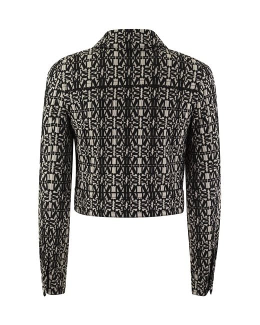Max Mara Black All-Over Patterned Zip-Up Jacket