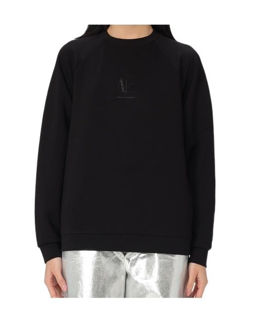 ARMANI EXCHANGE Black Logo-Detail Round-Neck Sweatshirt