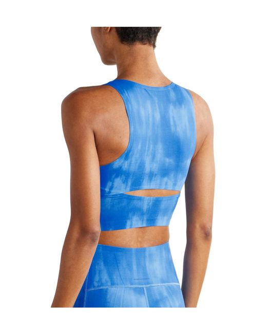 On Shoes Blue Malibu Cropped Cutout Tie-Dyed Stretch Recyled-Jersey Tank