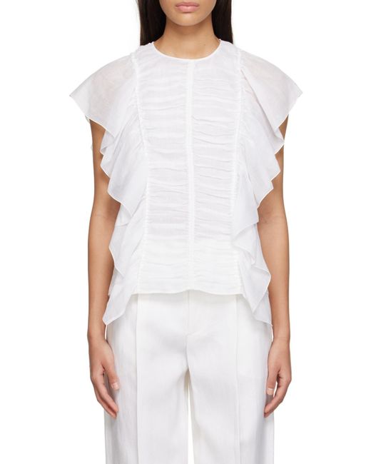 Chloé White Chloé Ruffled Sleeveless Top