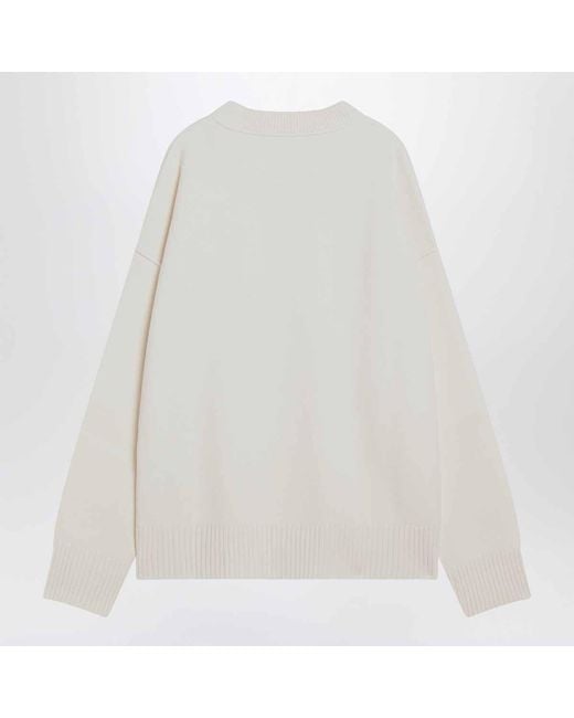 AMI White Ami De Coeur Crewneck Knitted Jumper for men