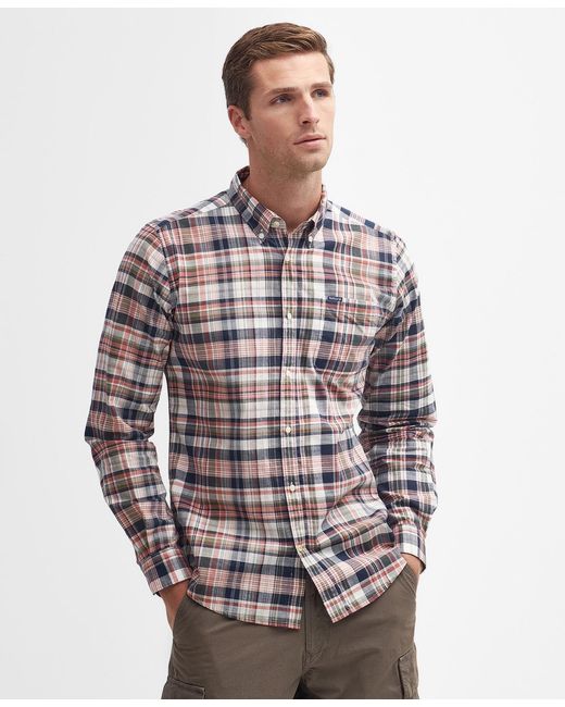 Barbour White Plaid-Check Cotton Shirt for men