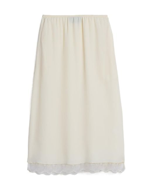 Simone Rocha White Lace-Trim Midi Skirt