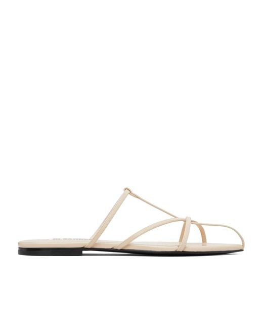 Jil Sander White Strappy Flat Sandals