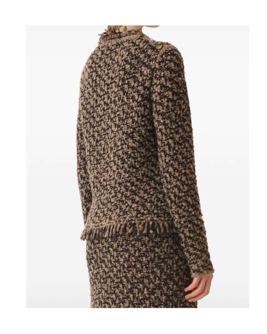 Fabiana Filippi Brown Fringed Tweed Jacket