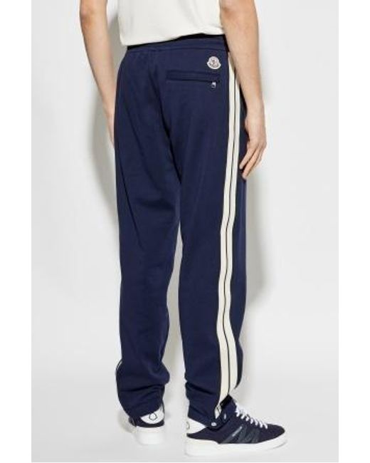 Moncler Blue Side Stripes Drawstring Trousers for men