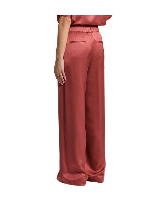 Peserico Red Elasticated-Waist Wide Leg Trousers