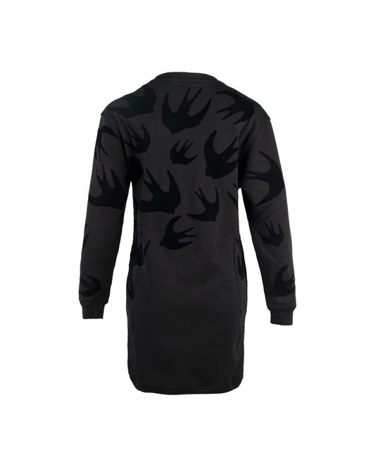 McQ Alexander McQueen Black Logo Long-Sleeved Dress