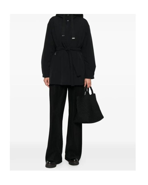 Herno Black Belted Drawstring Coat