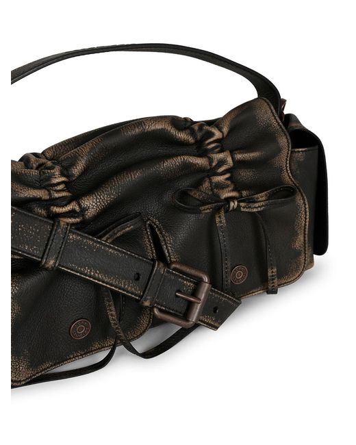 Acne Black Ruched Pocket Shoulder Bag
