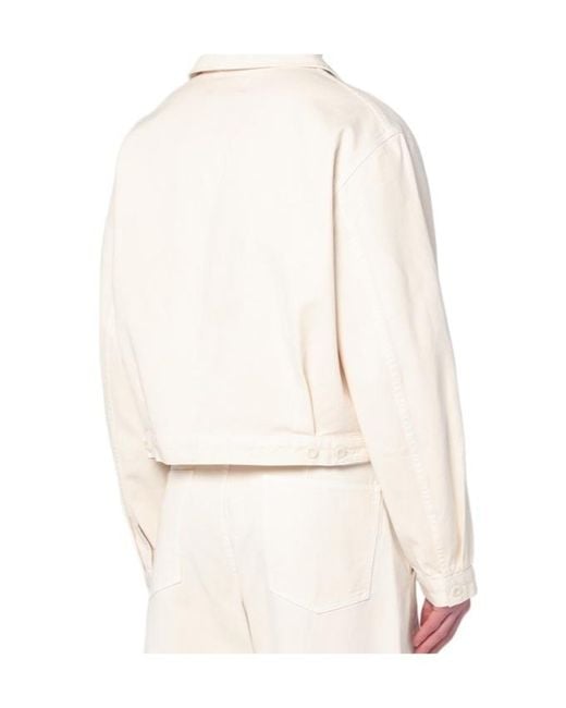 Lemaire White Buttoned Cropped Denim Jacket for men