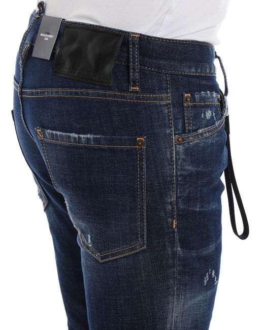 DSquared² Blue Faded Stretch Denim Five-Bag Jeans for men