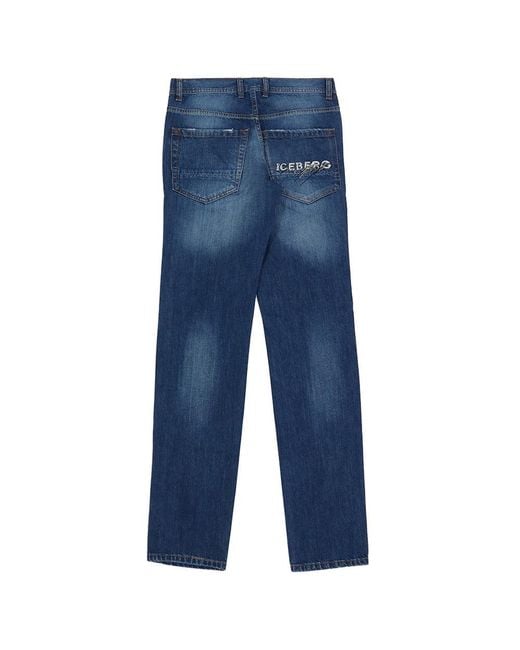 Iceberg Blue Straight Jeans for men