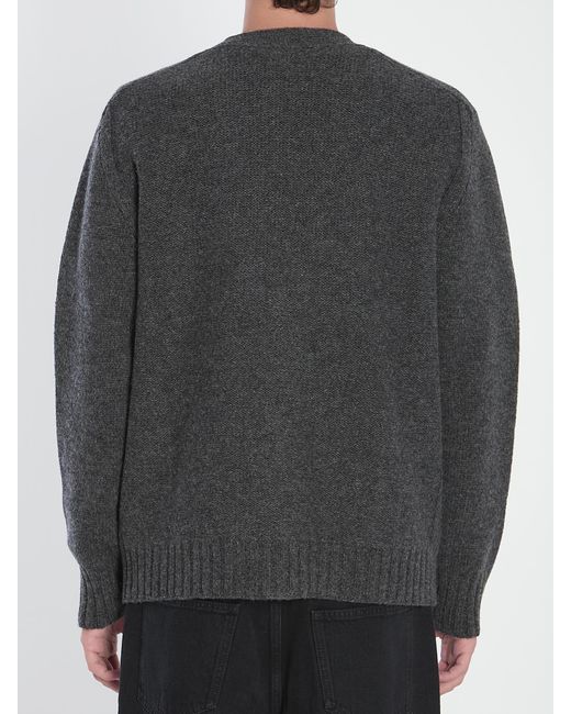 Bottega Veneta Gray V-Neck Knitted Cardigan for men