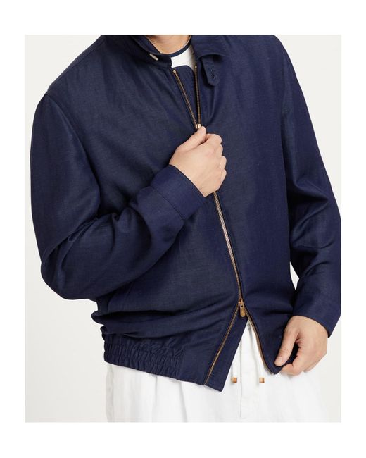 Brunello Cucinelli Blue Long-Sleeved Zip-Up Jacket for men