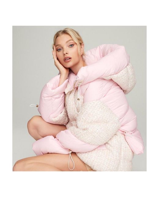 Nicole Benisti Pink Long-Sleeved Hooded Down Jacket
