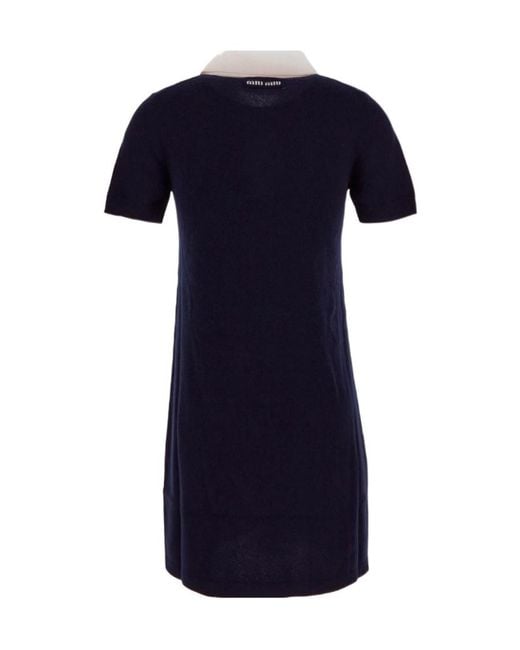 Miu Miu Blue Knitted Short-Sleeved Dress